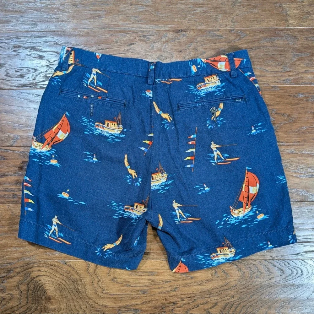 Polo Ralph Lauren Mens 32 Nautical Sailboat Water Ski Shorts Blue Classic Fit 6
